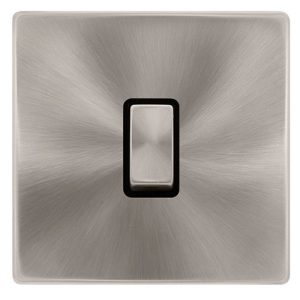 CLICK DEFINITY COMPLETE 20A INGOT DOUBLE POLE SWITCH - BRUSHED STEEL COVER PLATE - BLACK INSERT