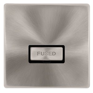 CLICK DEFINITY COMPLETE 13A INGOT FUSED CONNECTION UNIT - BRUSHED STEEL COVER PLATE - BLACK INSERT