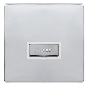 CLICK DEFINITY COMPLETE 13A INGOT FUSED CONNECTION UNIT - POLISHED CHROME COVER PLATE - POLAR WHITE INSERT