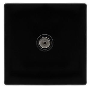 CLICK DEFINITY COMPLETE SINGLE NON-ISOLATED COAXIAL OUTLET -  METAL BLACK COVER PLATE - BLACK INSERT