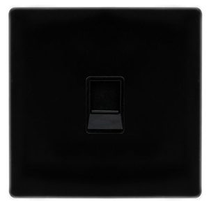 CLICK DEFINITY COMPLETE SINGLE RJ11 (IRISH/US) OUTLET - METAL BLACK COVER PLATE - BLACK INSERT