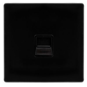CLICK DEFINITY COMPLETE SINGLE TELEPHONE MASTER OUTLET - METAL BLACK COVER PLATE - BLACK INSERT