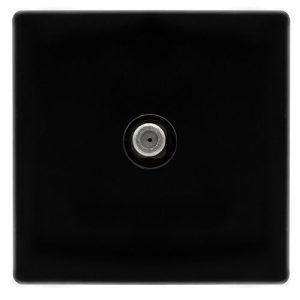 CLICK DEFINITY COMPLETE NON-ISOLATED SINGLE SATELLITE OUTLET -  METAL BLACK COVER PLATE - BLACK INSERT