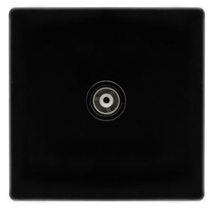 CLICK DEFINITY COMPLETE SINGLE ISOLATED COAXIAL OUTLET -  METAL BLACK COVER PLATE - BLACK INSERT