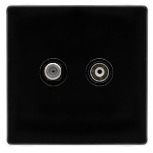 CLICK DEFINITY COMPLETE NON-ISOLATED SATELLITE & NON-ISOLATED COAXIAL OUTLET- METAL BLACK COVER PLATE - BLACK INSERT