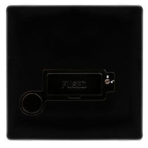 CLICK DEFINITY COMPLETE 13A LOCKABLE CONNECTION UNIT WITH OPTIONAL FLEX OUTLET - METAL BLACK COVER PLATE - BLACK INSERT