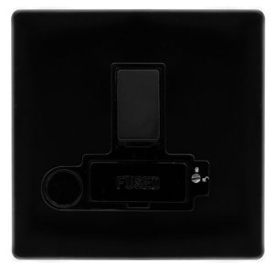 CLICK DEFINITY COMPLETE 13A SWITCHED LOCKABLE CONNECTION UNIT WITH OPTIONAL FLEX OUTLET - METAL BLACK COVER PLATE - BLACK INSERT