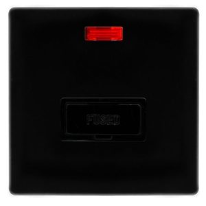 CLICK DEFINITY COMPLETE 13A FUSED CONNECTION UNIT WITH NEON - METAL BLACK COVER PLATE - BLACK INSERT