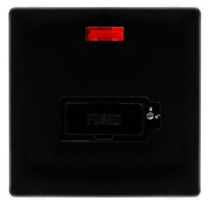 CLICK DEFINITY COMPLETE 13A LOCKABLE  FUSED CONNECTION UNIT WITH NEON - METAL BLACK COVER PLATE - BLACK INSERT