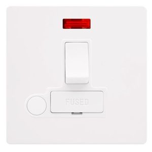 CLICK DEFINITY COMPLETE 13A SWITCHED FUSED CONNECTION UNIT WITH NEON & OPTIONAL FLEX OUTLET - METAL WHITE COVER PLATE - POLAR WHITE INSERT