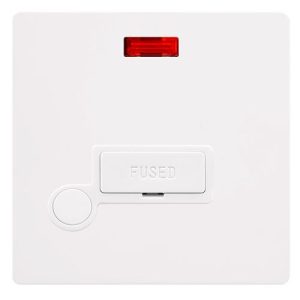 CLICK DEFINITY COMPLETE 13A FUSED CONNECTION UNIT WITH NEON & OPTIONAL FLEX OUTLET - METAL WHITE COVER PLATE - POLAR WHITE INSERT