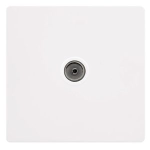 CLICK DEFINITY COMPLETE SINGLE NON-ISOLATED COAXIAL OUTLET - METAL WHITE COVER PLATE - POLAR WHITE INSERT
