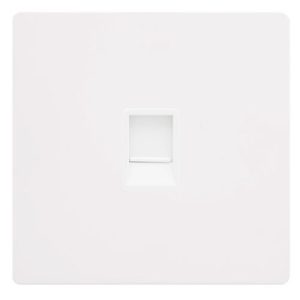 CLICK DEFINITY COMPLETE SINGLE RJ11 (IRISH/US) OUTLET - METAL WHITE COVER PLATE - POLAR WHITE INSERT