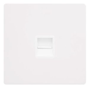 CLICK DEFINITY COMPLETE SINGLE TELEPHONE MASTER OUTLET - METAL WHITE COVER PLATE - POLAR WHITE INSERT