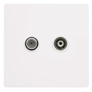 CLICK DEFINITY COMPLETE ISOLATED SATELLITE & ISOLATED COAXIAL OUTLET- METAL WHITE COVER PLATE - POLAR WHITE INSERT