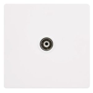 CLICK DEFINITY COMPLETE SINGLE ISOLATED COAXIAL OUTLET - METAL WHITE COVER PLATE - POLAR WHITE INSERT