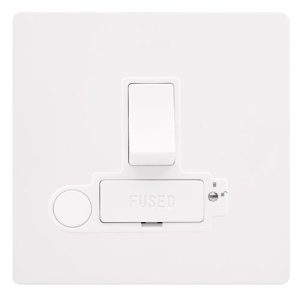 CLICK DEFINITY COMPLETE 13A SWITCHED LOCKABLE CONNECTION UNIT WITH OPTIONAL FLEX OUTLET - METAL WHITE COVER PLATE - POLAR WHITE INSERT