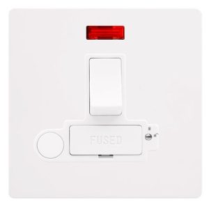 CLICK DEFINITY COMPLETE 13A SWITCHED LOCKABLE CONNECTION UNIT WITH NEON & OPTIONAL FLEX OUTLET - METAL WHITE COVER PLATE - POLAR WHITE INSERT