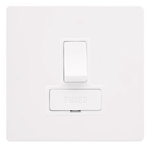 CLICK DEFINITY COMPLETE 13A SWITCHED FUSED CONNECTION UNIT - METAL WHITE COVER PLATE - POLAR WHITE INSERT