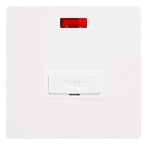 CLICK DEFINITY COMPLETE 13A FUSED CONNECTION UNIT WITH NEON - METAL WHITE COVER PLATE - POLAR WHITE INSERT