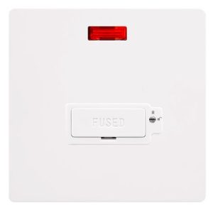CLICK DEFINITY COMPLETE 13A LOCKABLE  FUSED CONNECTION UNIT WITH NEON - METAL WHITE COVER PLATE - POLAR WHITE INSERT