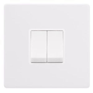 CLICK DEFINITY COMPLETE 10AX INGOT 2 GANG 2 WAY SWITCH - POLAR WHITE COVER PLATE - POLAR WHITE INSERT