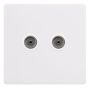 CLICK DEFINITY COMPLETE TWIN NON-ISOLATED COAXIAL OUTLET - POLAR WHITE COVER PLATE - POLAR WHITE INSERT