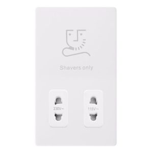 CLICK DEFINITY COMPLETE 115/230V DUAL VOLTAGE SHAVER SOCKET - POLAR WHITE COVER PLATE - POLAR WHITE INSERT