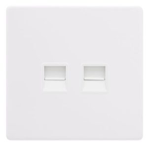 CLICK DEFINITY COMPLETE TWIN TELEPHONE MASTER OUTLET - POLAR WHITE COVER PLATE - POLAR WHITE INSERT