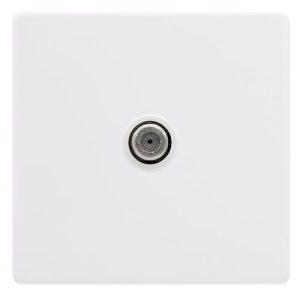 CLICK DEFINITY COMPLETE NON-ISOLATED SINGLE SATELLITE OUTLET - POLAR WHITE COVER PLATE - POLAR WHITE INSERT