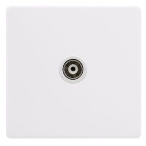 CLICK DEFINITY COMPLETE SINGLE ISOLATED COAXIAL OUTLET - POLAR WHITE COVER PLATE - POLAR WHITE INSERT