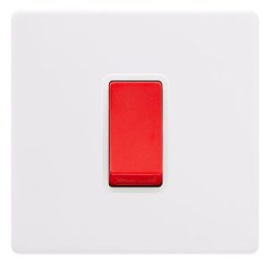 CLICK DEFINITY COMPLETE 50A 1 GANG DOUBLE POLE SWITCH -  POLAR WHITE COVER PLATE - POLAR WHITE INSERT