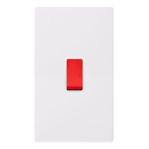 CLICK DEFINITY COMPLETE 50A 2 GANG DOUBLE POLE SWITCH -  POLAR WHITE COVER PLATE - POLAR WHITE INSERT