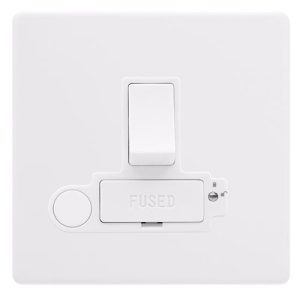 CLICK DEFINITY COMPLETE 13A SWITCHED LOCKABLE CONNECTION UNIT WITH OPTIONAL FLEX OUTLET - POLAR WHITE COVER PLATE - POLAR WHITE INSERT