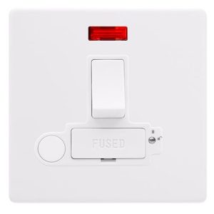 CLICK DEFINITY COMPLETE 13A SWITCHED LOCKABLE CONNECTION UNIT WITH NEON & OPTIONAL FLEX OUTLET - POLAR WHITE COVER PLATE - POLAR WHITE INSERT