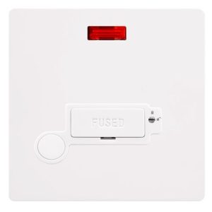 CLICK DEFINITY COMPLETE 13A LOCKABLE CONNECTION UNIT WITH NEON & OPTIONAL FLEX OUTLET - POLAR WHITE COVER PLATE - POLAR WHITE INSERT