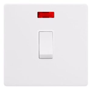CLICK DEFINITY COMPLETE 20A DOUBLE POLE SWITCH WITH NEON - POLAR WHITE COVER PLATE - POLAR WHITE INSERT