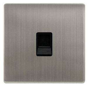 CLICK DEFINITY COMPLETE SINGLE RJ11 (IRISH/US) OUTLET - STAINLESS STEEL COVER PLATE - BLACK INSERT