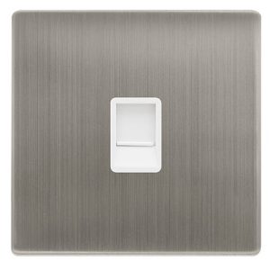 CLICK DEFINITY COMPLETE SINGLE RJ11 (IRISH/US) OUTLET - STAINLESS STEEL COVER PLATE - POLAR WHITE INSERT