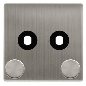 CLICK DEFINITY COMPLETE 2 GANG UNFURNISHED DIMMER PLATE & KNOBS - STAINLESS STEEL