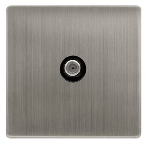 CLICK DEFINITY COMPLETE NON-ISOLATED SINGLE SATELLITE OUTLET - STAINLESS STEEL COVER PLATE - BLACK INSERT