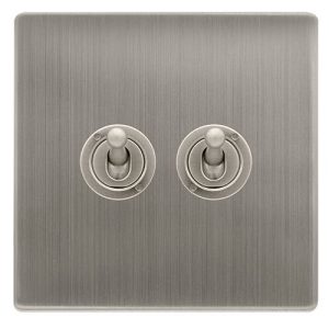 CLICK DEFINITY COMPLETE 10AX 2 GANG 2 WAY TOGGLE SWITCH - STAINLESS STEEL