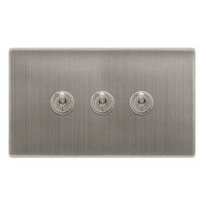 CLICK DEFINITY COMPLETE 10AX 3 GANG 2 WAY TOGGLE SWITCH - STAINLESS STEEL