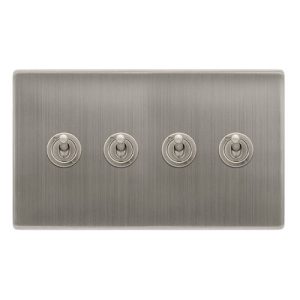 CLICK DEFINITY COMPLETE 10AX 4 GANG 2 WAY TOGGLE SWITCH - STAINLESS STEEL