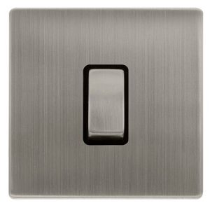 CLICK DEFINITY COMPLETE 10AX INGOT 1 GANG INTERMEDIATE SWITCH - STAINLESS STEEL COVER PLATE - BLACK INSERT