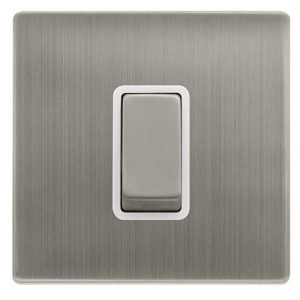 CLICK DEFINITY COMPLETE 50A INGOT 1 GANG DOUBLE POLE SWITCH -  STAINLESS STEEL COVER PLATE - POLAR WHITE INSERT