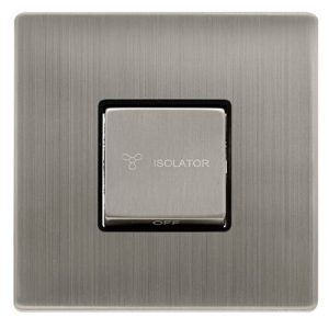 CLICK DEFINITY COMPLETE 10A INGOT 3 POLE FAN ISOLATION SWITCH - STAINLESS STEEL COVER PLATE - BLACK INSERT