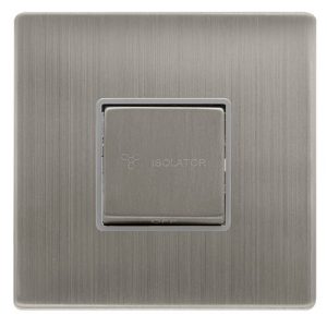 CLICK DEFINITY COMPLETE 10A INGOT 3 POLE FAN ISOLATION SWITCH - STAINLESS STEEL COVER PLATE - GREY INSERT