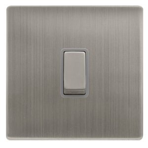 CLICK DEFINITY COMPLETE 20A INGOT DOUBLE POLE SWITCH - STAINLESS STEEL COVER PLATE - GREY INSERT