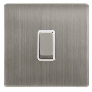 CLICK DEFINITY COMPLETE 20A INGOT DOUBLE POLE SWITCH - STAINLESS STEEL COVER PLATE - POLAR WHITE INSERT